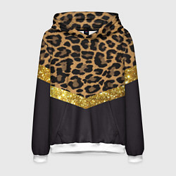 Толстовка-худи мужская Леопардовый принт, цвет: 3D-белый