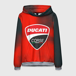 Толстовка-худи мужская Ducati Corse logo, цвет: 3D-меланж