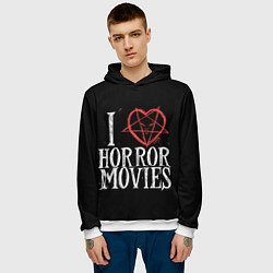 Толстовка-худи мужская I Love Horror Movies, цвет: 3D-белый — фото 2