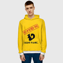 Толстовка-худи мужская Dont Panic covid-19, цвет: 3D-белый — фото 2