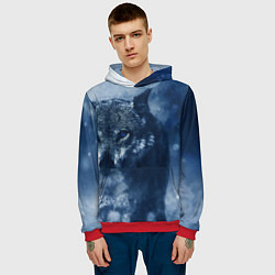 Толстовка-худи мужская Красивый волк, цвет: 3D-красный — фото 2