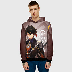 Толстовка-худи мужская GENSHIN IMPACT, ЧЖУН ЛИ, цвет: 3D-черный — фото 2