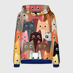 Толстовка-худи мужская Котики мультяшные, цвет: 3D-синий