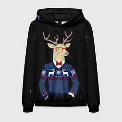 Толстовка-худи мужская Hipster Deer, цвет: 3D-черный