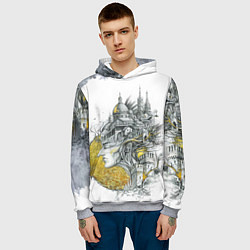 Толстовка-худи мужская Город в голове, цвет: 3D-меланж — фото 2