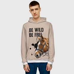 Толстовка-худи мужская Be wild be free, цвет: 3D-белый — фото 2