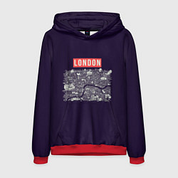 Толстовка-худи мужская LONDON, цвет: 3D-красный