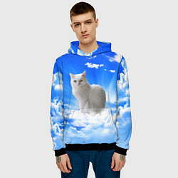 Толстовка-худи мужская Кот в облаках, цвет: 3D-черный — фото 2