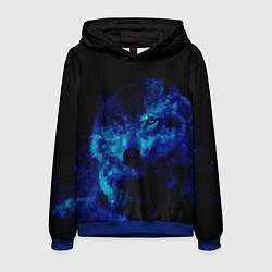 Толстовка-худи мужская Волк Вселенная, цвет: 3D-синий