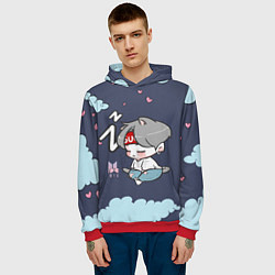 Толстовка-худи мужская BTS Sleep, цвет: 3D-красный — фото 2