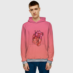 Толстовка-худи мужская Анатомия сердце реальное, цвет: 3D-меланж — фото 2