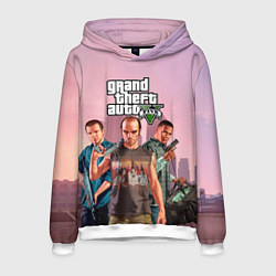 Толстовка-худи мужская Персонажи ГТА 5, цвет: 3D-белый