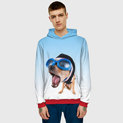 Толстовка-худи мужская Собака в очках, цвет: 3D-красный — фото 2