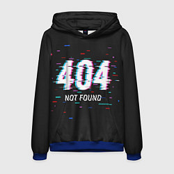 Толстовка-худи мужская Глитч 404, цвет: 3D-синий