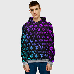 Толстовка-худи мужская GENSHIN IMPACT NEON, цвет: 3D-меланж — фото 2