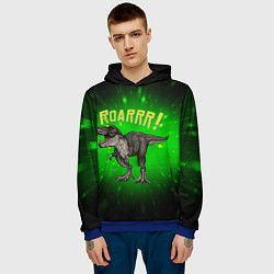 Толстовка-худи мужская Roarrr! Динозавр T-rex, цвет: 3D-синий — фото 2