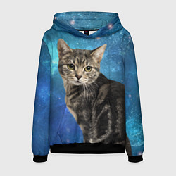 Толстовка-худи мужская Кот Космос, цвет: 3D-черный