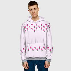 Толстовка-худи мужская Розовые цветы pink flowers, цвет: 3D-меланж — фото 2