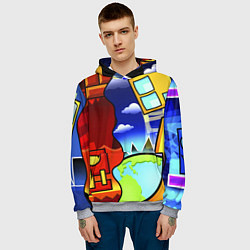 Толстовка-худи мужская Geometry Dash, цвет: 3D-меланж — фото 2