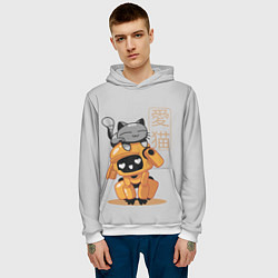 Толстовка-худи мужская Cat and Robot ЛСР, цвет: 3D-белый — фото 2