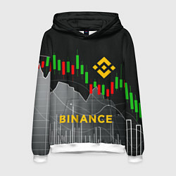 Толстовка-худи мужская BINANCE БИНАНС ГРАФИК, цвет: 3D-белый