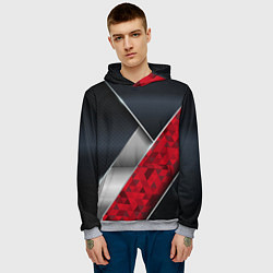 Толстовка-худи мужская 3D BLACK AND RED METAL, цвет: 3D-меланж — фото 2