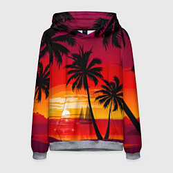 Толстовка-худи мужская Гавайский закат, цвет: 3D-меланж