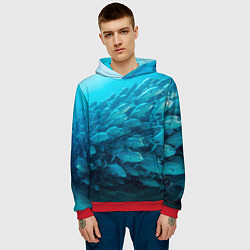 Толстовка-худи мужская Морской мир, цвет: 3D-красный — фото 2
