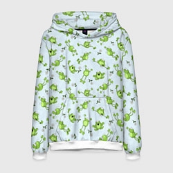 Толстовка-худи мужская Веселые лягушки, цвет: 3D-белый