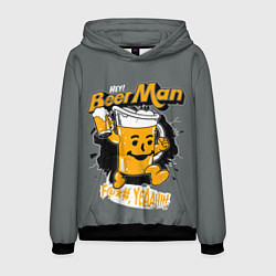 Толстовка-худи мужская BEER MAN, цвет: 3D-черный