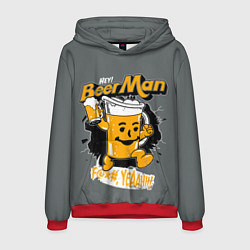 Толстовка-худи мужская BEER MAN, цвет: 3D-красный