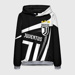 Толстовка-худи мужская JUVENTUS ЮВЕНТУС ПОЛОСЫ, цвет: 3D-меланж