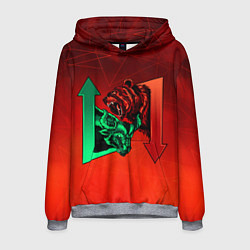 Толстовка-худи мужская Бык VS Медведь, цвет: 3D-меланж