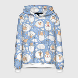 Толстовка-худи мужская Счастливые овечки, цвет: 3D-белый
