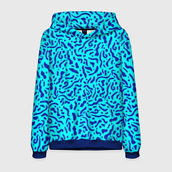 Толстовка-худи мужская Неоновые синие узоры, цвет: 3D-синий