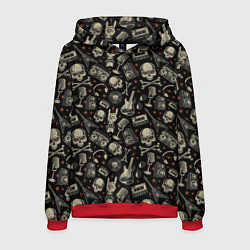 Толстовка-худи мужская Scull pattern rock, цвет: 3D-красный