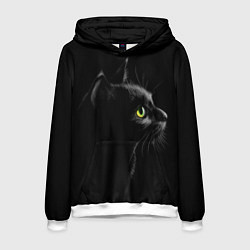 Толстовка-худи мужская Черный кот, цвет: 3D-белый