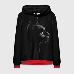 Толстовка-худи мужская Черный кот, цвет: 3D-красный