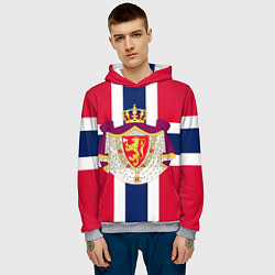 Толстовка-худи мужская Норвегия Флаг и герб Норвегии, цвет: 3D-меланж — фото 2