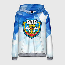 Толстовка-худи мужская День ВДВ, значок, цвет: 3D-меланж