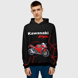 Толстовка-худи мужская KAWASAKI NINJA КАВАСАКИ, цвет: 3D-черный — фото 2