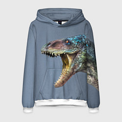 Толстовка-худи мужская Хищный динозавр Dino Z, цвет: 3D-белый