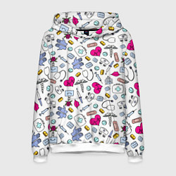 Толстовка-худи мужская Медицинский паттерн, цвет: 3D-белый