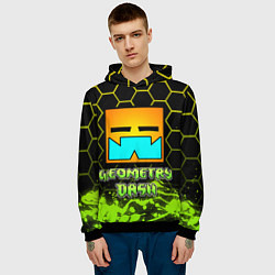 Толстовка-худи мужская Geometry Dash, цвет: 3D-черный — фото 2