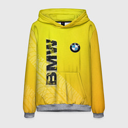 Толстовка-худи мужская BMW СЛЕДЫ ШИН БМВ, цвет: 3D-меланж