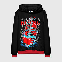 Толстовка-худи мужская ACDC гитара, цвет: 3D-красный