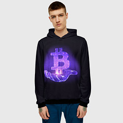 Толстовка-худи мужская BITCOIN IN HAND БИТКОИН, цвет: 3D-черный — фото 2