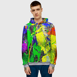Толстовка-худи мужская Брызги красок Grunge Paints, цвет: 3D-меланж — фото 2