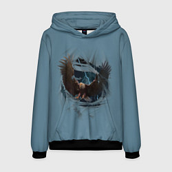 Толстовка-худи мужская ОРЕЛ СКВОЗЬ ТКАНЬ, цвет: 3D-черный