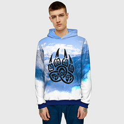 Толстовка-худи мужская Печать Велеса Волчья лапа, цвет: 3D-синий — фото 2